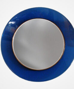 Round Mirror with Blue Frame by Fontana Arte, Model number 1669