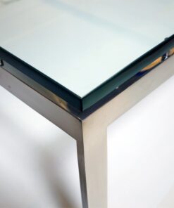 Corner detail of stainless steel coffee table by john vesey