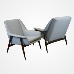 Pair of Vintage Cassina Lounge Chairs Model #854 Marked Figli di Amadeo Cassina, Meda, Italy 1958