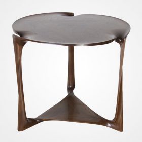 Side table by Vladimir Krasnogorov for Thomas W. Newman. Exclusively at Good Design. Solid carved walnut.